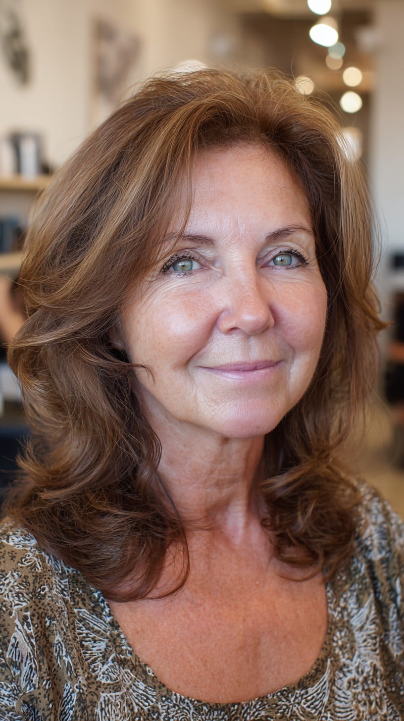 Meilleures coupes de cheveux en couches de longueur moyenne pour les femmes de plus de 60 ans