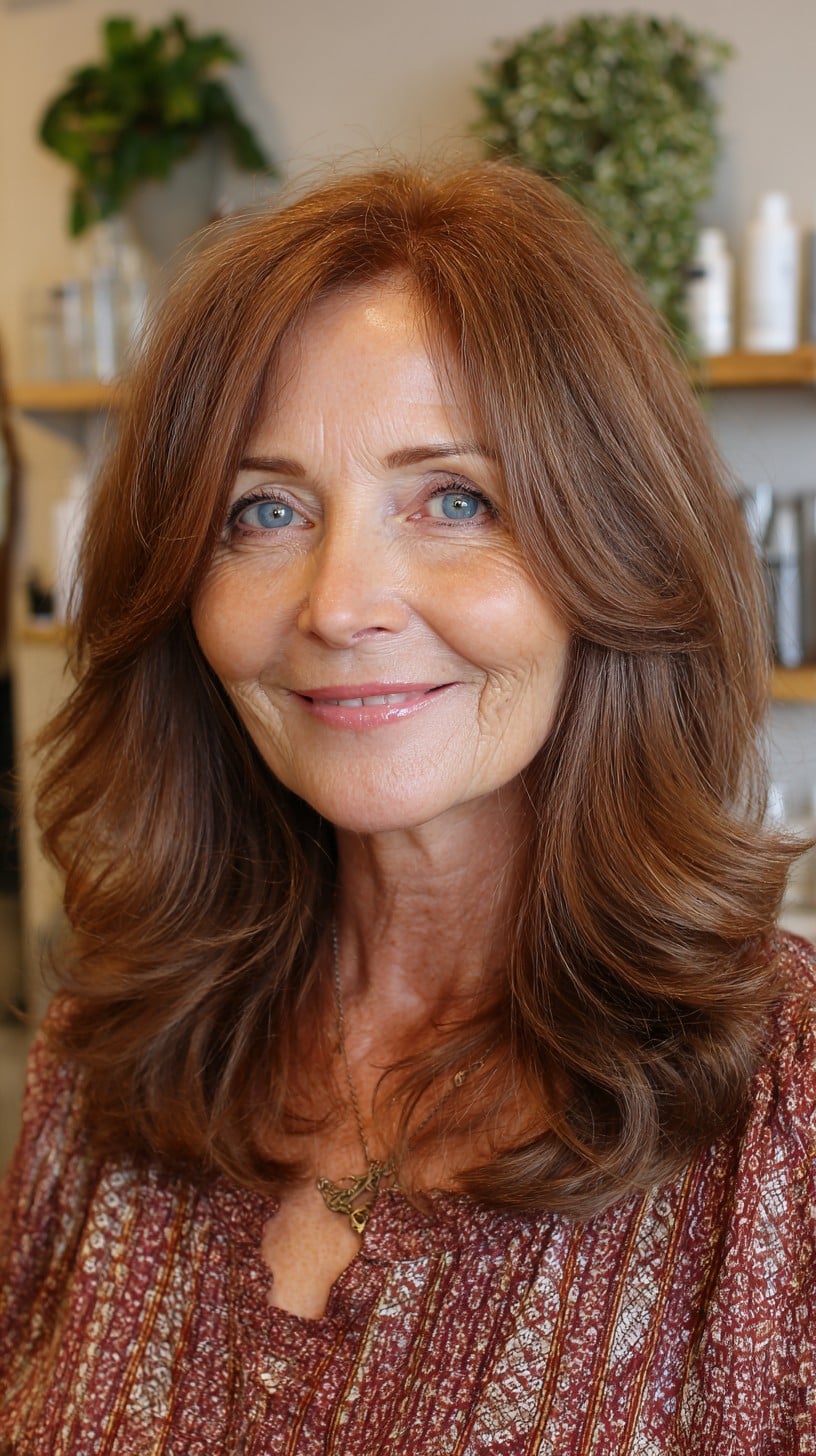 Meilleures coupes de cheveux en couches de longueur moyenne pour les femmes de plus de 60 ans