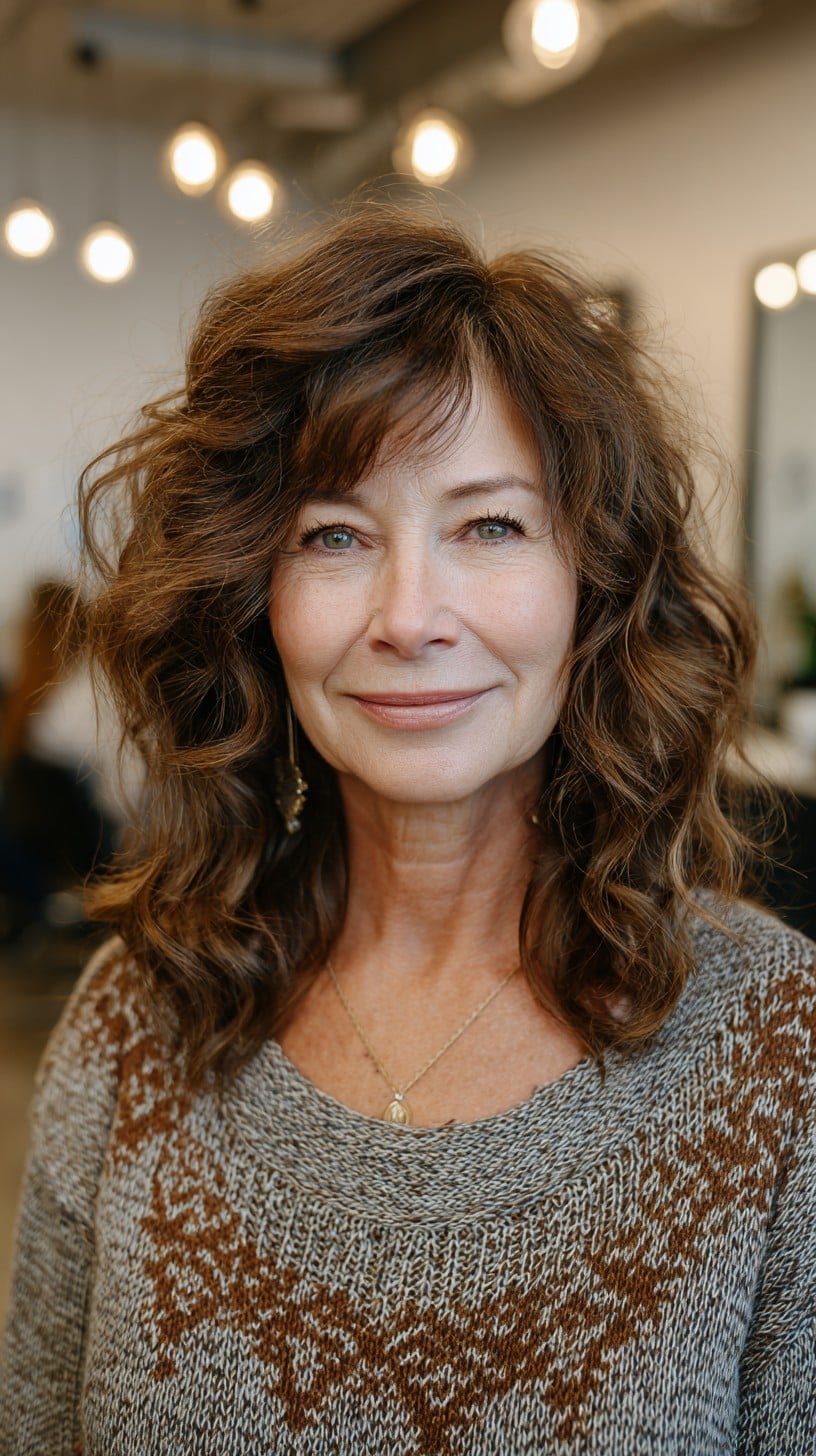 Meilleures coupes de cheveux en couches de longueur moyenne pour les femmes de plus de 60 ans