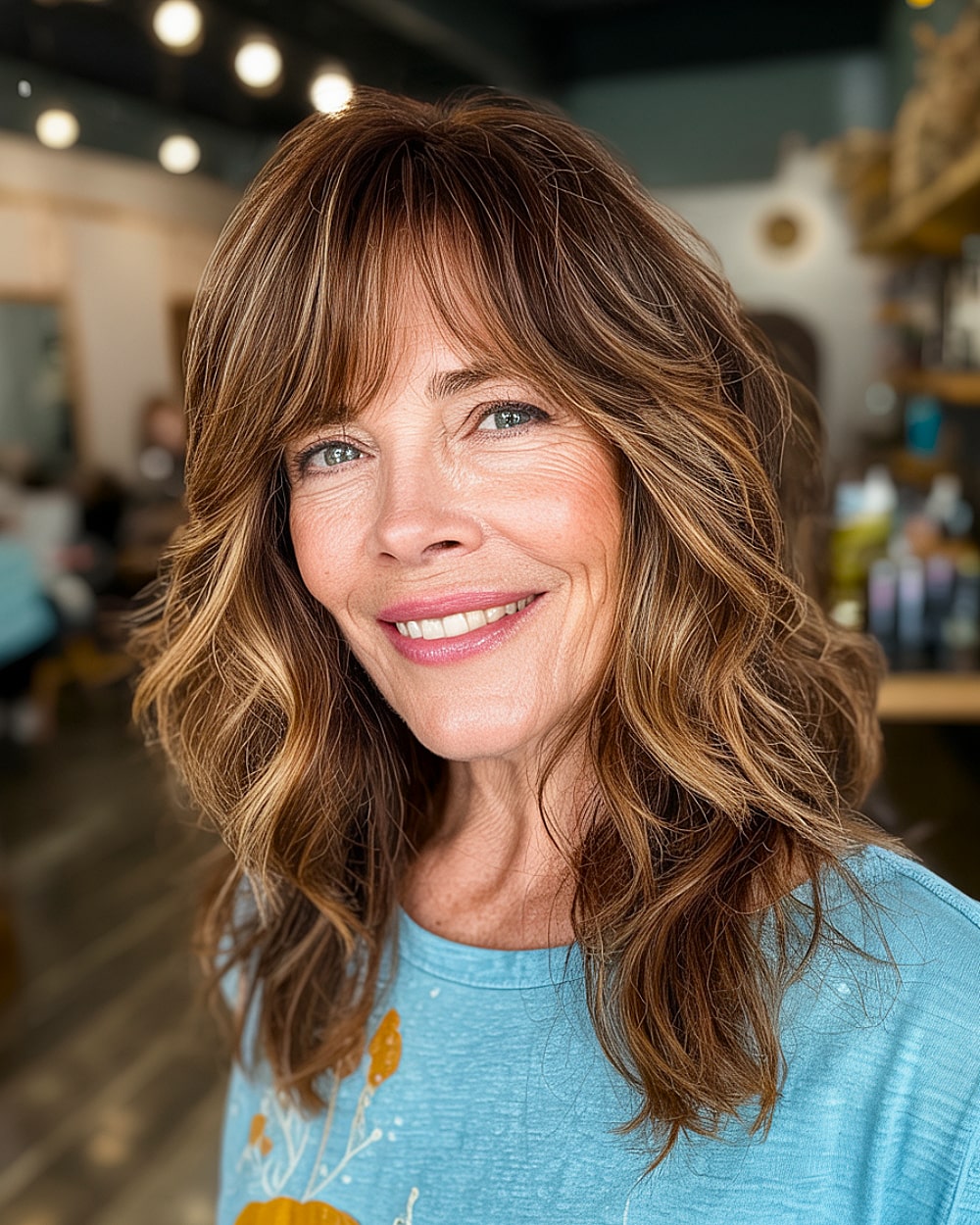 Meilleures coupes de cheveux en couches de longueur moyenne pour les femmes de plus de 60 ans