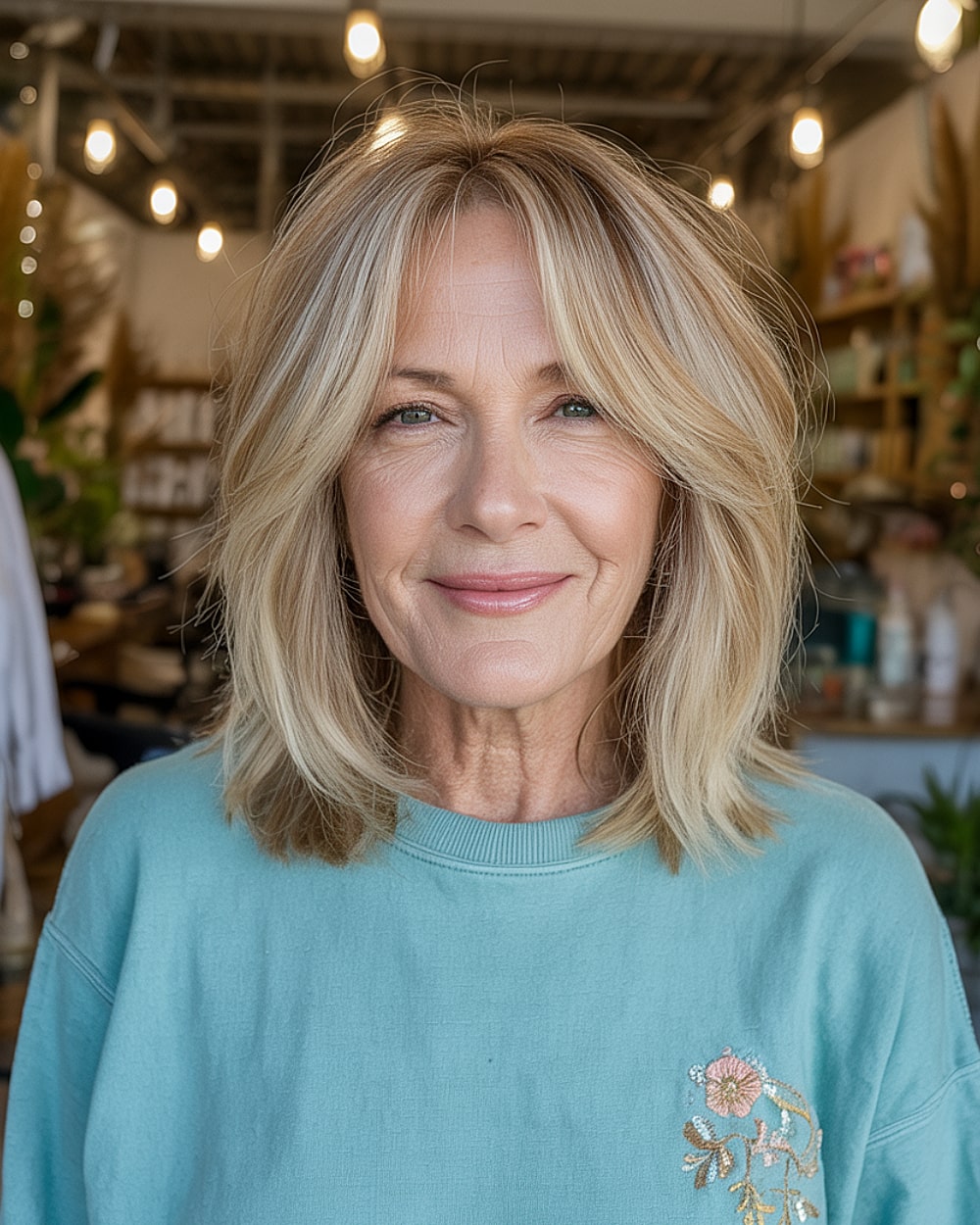 Meilleures coupes de cheveux en couches de longueur moyenne pour les femmes de plus de 60 ans