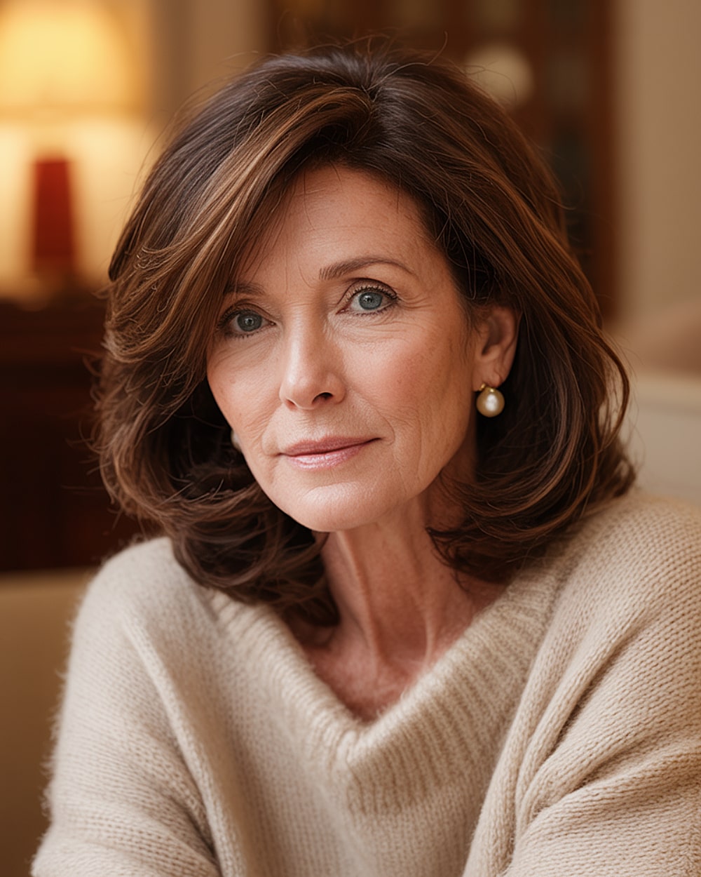 Meilleures coupes de cheveux en couches de longueur moyenne pour les femmes de plus de 60 ans