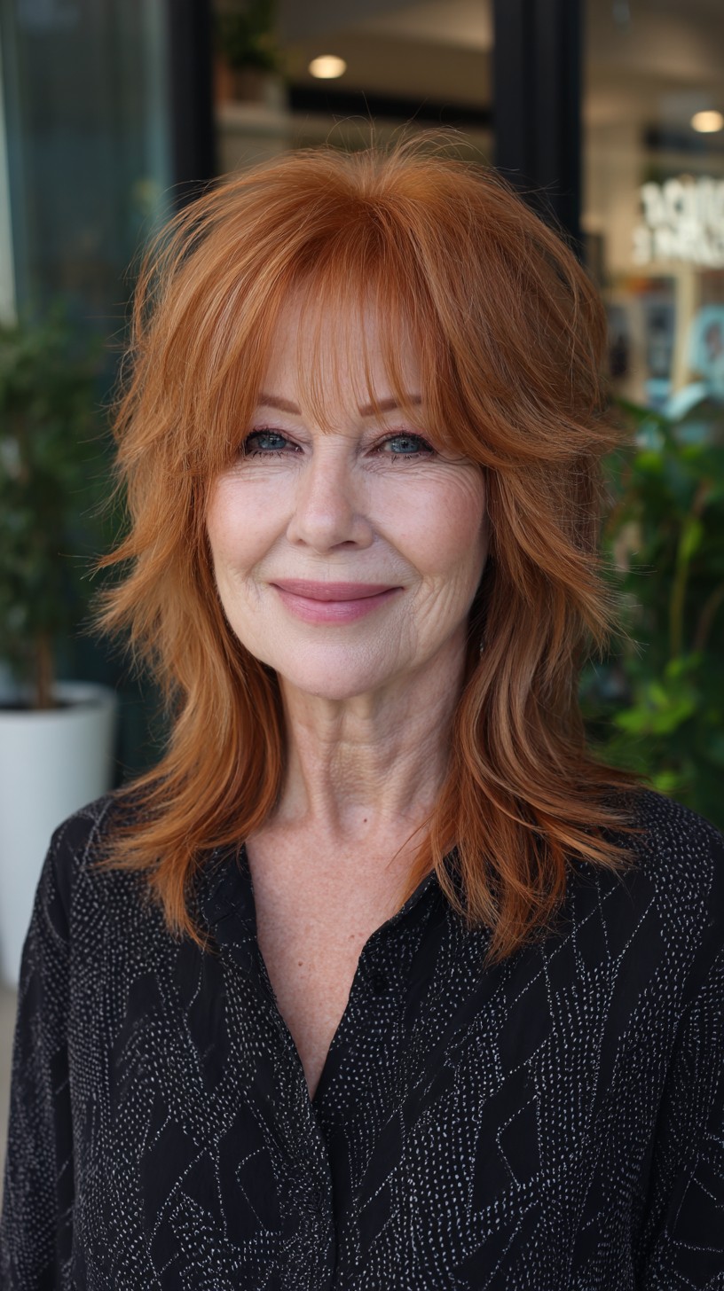 Coiffures Shaggy moyennes élégantes pour les femmes de plus de 60 ans | [Votre marque] 