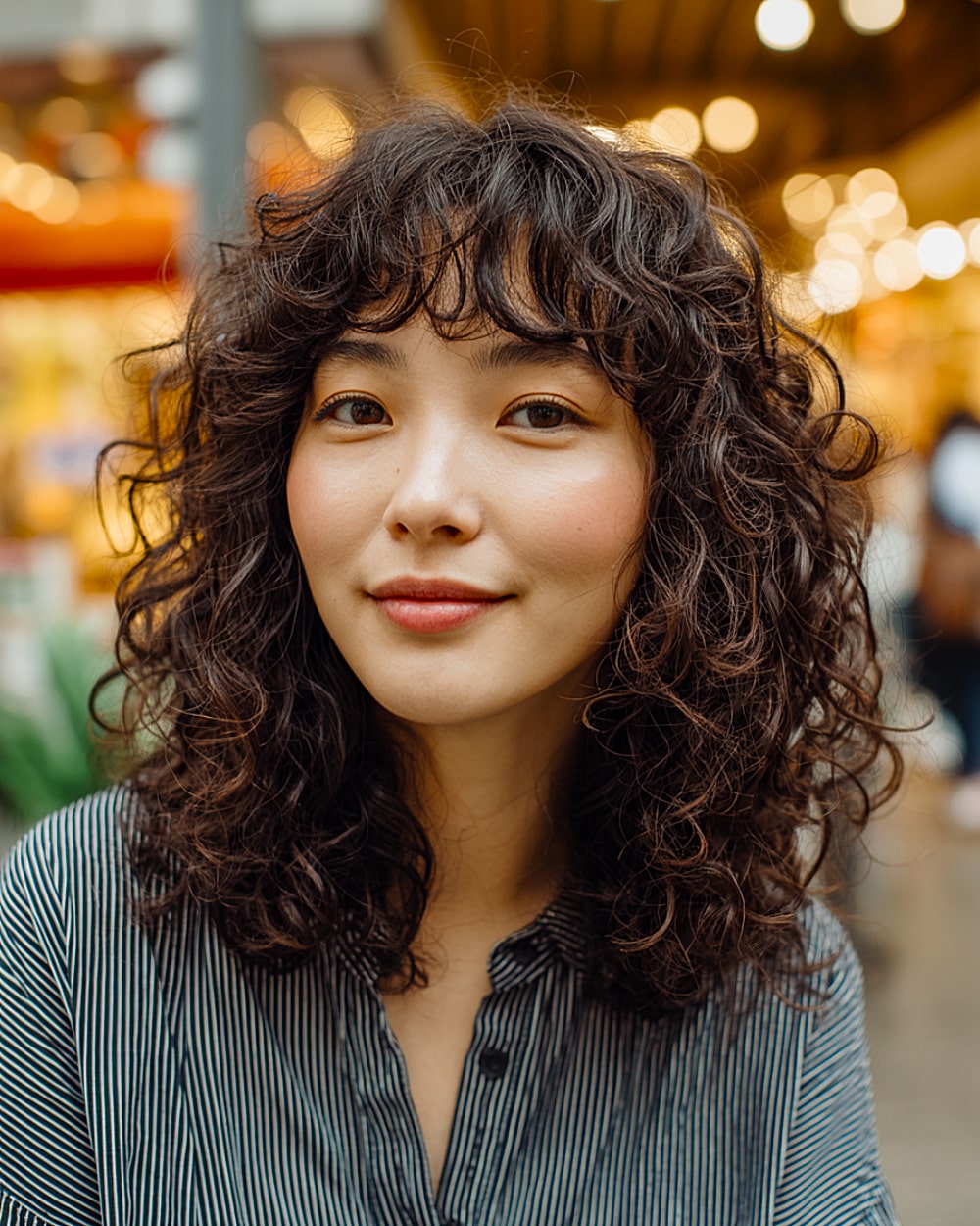 Coupes de cheveux bouclés Shag avec frange :tendances et conseils de style pour 2026 