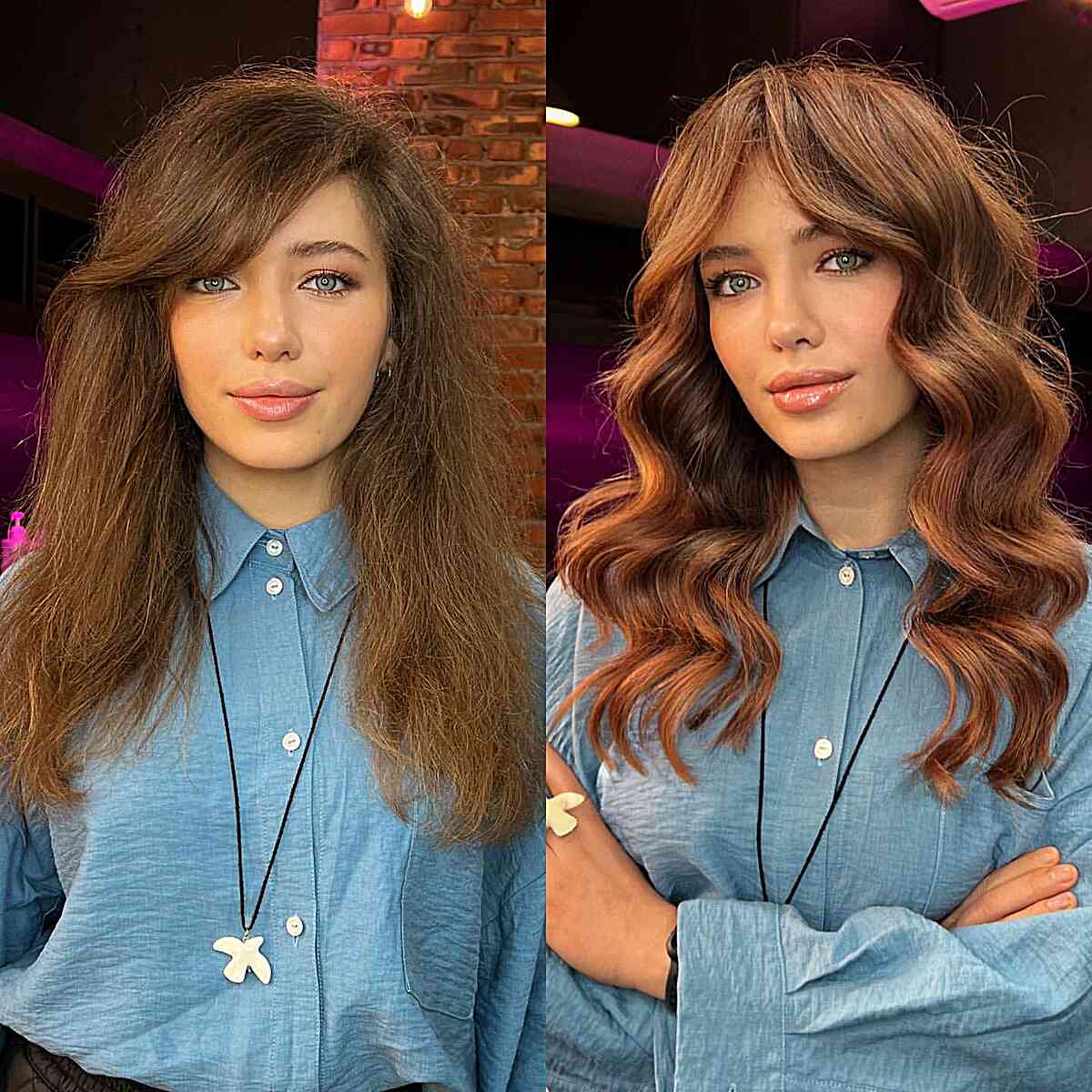Franges de rideaux et cheveux ondulés :29 idées de coiffure et conseils d experts